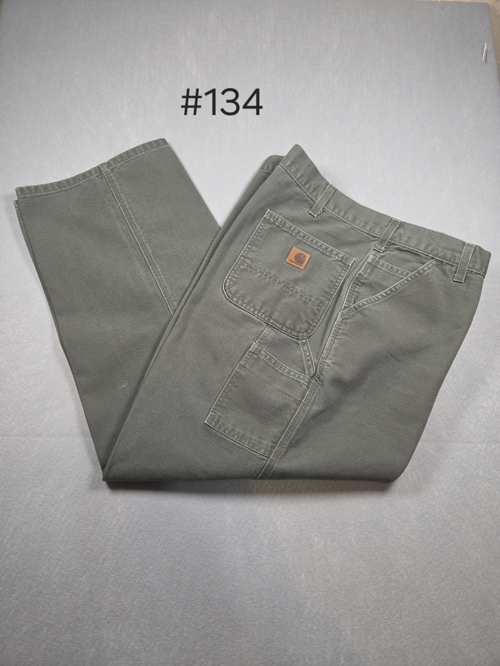 Vintage Carhartt B11 MOS Moss Green Washed Duck Carpenter Pants - 44x30